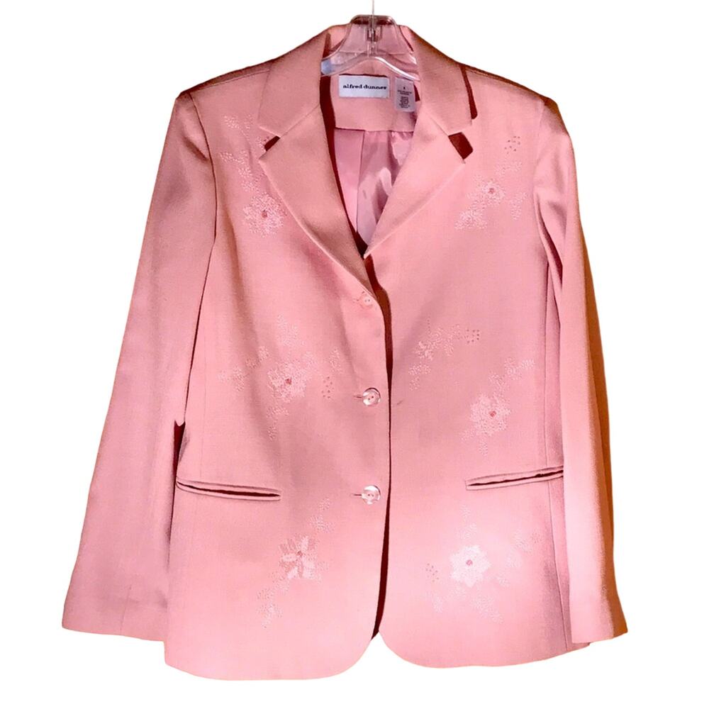 Alfred Dunner Pastel Blush Jacket with Floral Embroidery. 8